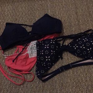 Three bikini tops. Jcrew &Lucky Brand! Size S & M